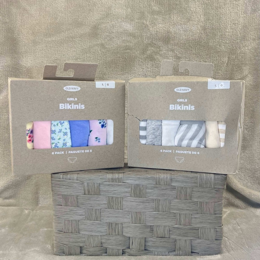 Old Navy Girls Bikini Underwear 12 Pack Size L 10 12 Floral Stripe Cotton Blend